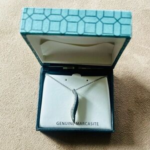 Genuine Marcasite Fine Silver Plated Pendant Necklace